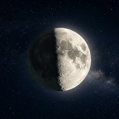 Визуализация фазы Луны: Первая четверть