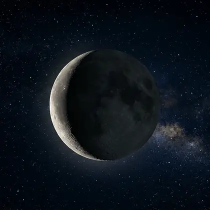 Визуализация фазы Луны: Убывающий серп