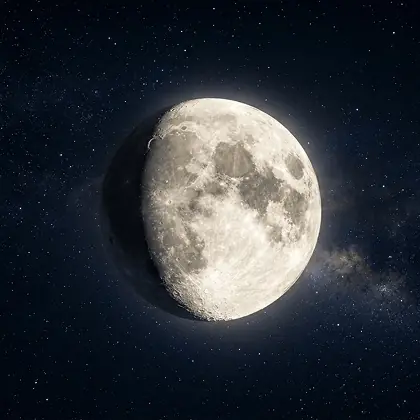 Визуализация фазы Луны: Растущая Луна