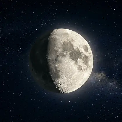 Визуализация фазы Луны: Растущая Луна